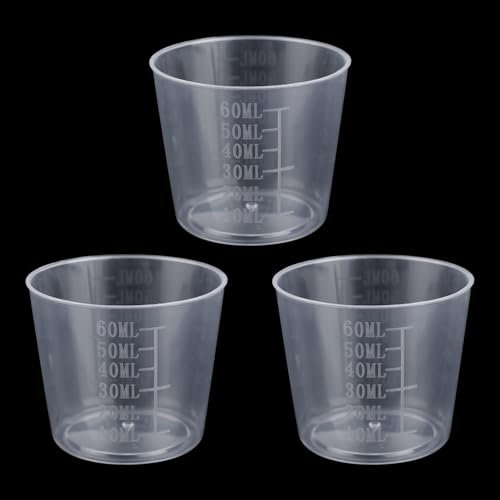 3pcs Rice Measuring Cups, 60ml Transparent Plastic Small Laundry Graduated Cup for Rice Cooker Replacement for Measuring Dry and Liquid Ingredients Kitchen Gadgets Tool
