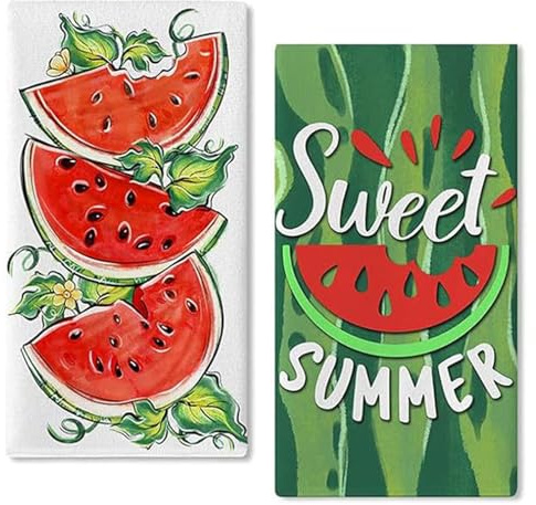 BSITSSS 2 Stück Geschirrtücher, Sommer Küchentücher, 45 x 66cm Wassermelone Mikrofaser Geschirrtücher Geschirrhandtuch Handtücher für Saisonale Frühling Sommer Hawaii Party Dekoration