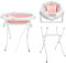 2 en 1 Baignoire Pliable avec Trou de Drainage Portable et Support 85 cm, Baignoire de Bain avec Coussin de Bain pour Enfant, Baignoires sur Pieds en Plastique PP+TPE (Bleu 80 * 47 * 22 cm + 85 cm)