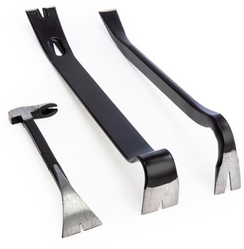 XTrade 3-Piece Pry Bar Set – 8″, 14″ & 15″ Demolition Bars | Heat-Treated Carbon Steel | Nail Puller, Wrecking & Utility Bars for Demolition, DIY, and Construction