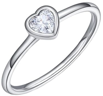 Homxi Eheringe Weissgold 375 Ringe für Damen, Solitär Herz mit Moissanit, Silber Eheringe Verlobung Damen Ring Gr 60 (19.1)