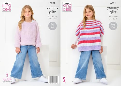 King Cole 6391 Knitting Pattern Kids Easy Knit Girls Cape Top & Sweater