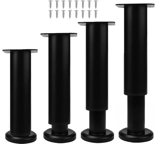 wintfarm 4 Pcs Bed Legs Adjustable, 18-30 cm (7.1-11.8 in) Furniture Legs, Metal Table Leg, Heavy Duty Bed Center Frame Slat Support Leg for Bed/Desk/Sofa/Table/Cabinets