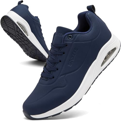 situkeke Mens Road Running Shoes Fashion Trainers Cushion Lightweight Casual Sneakers Comfortable Walking Shoes Gym Sport Tennis Indoor Outdoor Flat,BlueWhite,EU46