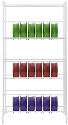 3D Drucker Filament Regal, 7 Stufiger Filament Rollenhalter aus Stahl, Freistehend, Stabil und Platzsparend, für Filamentrollen 84x33x165 cm (Weiß)