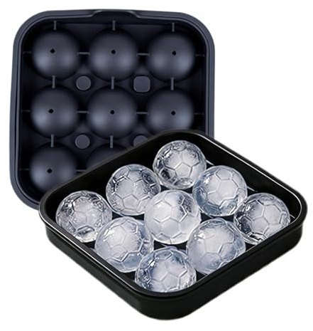 Fußball Eiswürfelform, 3D Fußball Eiskugelform, Wiederverwendbare Silikonform Mit 9 Gittern, Für Partys, Feiern, Zuhause, Kühlschrank, Wasser, Getränke