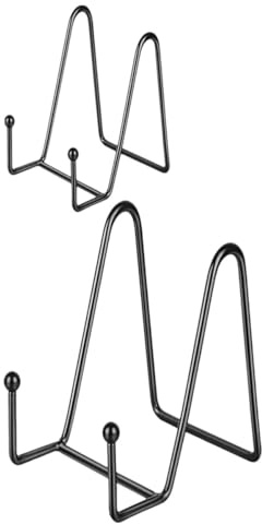 CRAFTHROU Iron Book Display Stands Fits Most Sized Books with Removable Stand 2pcs Modern Stylish Black Metal for Business Displays and Photographs
