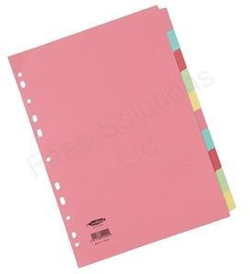 Concord Commercial Subject Dividers 10-Part A4 Assorted Ref 51199