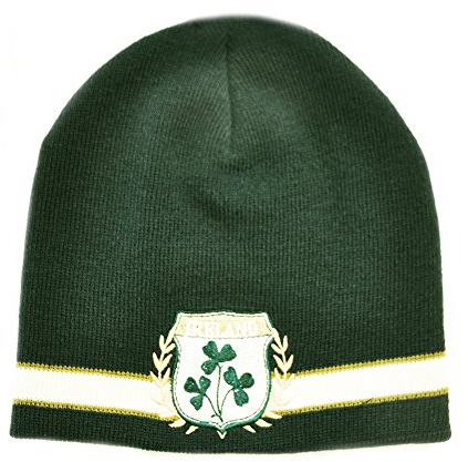 Irland Kleeblatt Wappen Strickmütze, Einheitsgröße, Grün