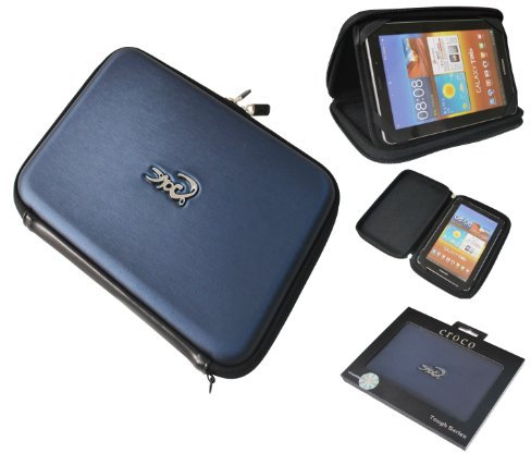 Croco CAS2842 Tough Series Case for 7.7 inch Samsung Galaxy Tab P6800, P6810 - Blue Metallic Brushed Wire