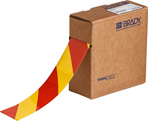 Brady Toughstripe Striped Ribbon, 50,80mm x 30,48m, Rot/Gelb