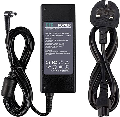 DTK 19V 4.74A 90W Laptop Charger Replacement for TOSHIBA Satellite Lenovo Asus Notebook Ac Adapter Power Supply, Connector: 5.5mm x 2.5mm