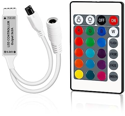 VIPMOON RGB Controller 5V-24V,LED Streifen Fernbedienung 24 Key, IR Fernbedienung LED, LED Remote Controller,LED Strip steuergerät für 3528 5050 2835 RGB-LED-Lichtleiste