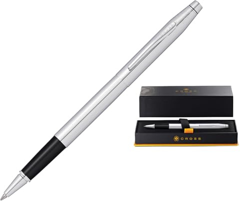 Cross Classic Century Chrome Rollerball Pen with Chrome-Plated Appointments incl. Premium Gift Box – Refillable Rolling Ball Pen