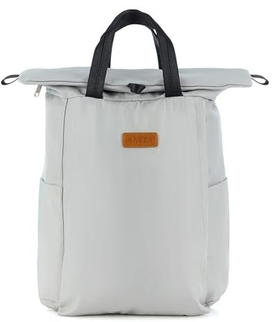RANZN Mochila para hombre y mujer, diseño sencillo, elegante y urbano, mochila enrollable con compartimento para portátil, color gris, 40 cm, 20 l