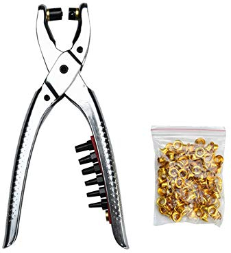 CVERY Ensemble de pinces à œillets avec 100 rivets creux de 5 mm pour cuir, tissu, ceintures, chaussures, bracelet de montre, outil manuel portable