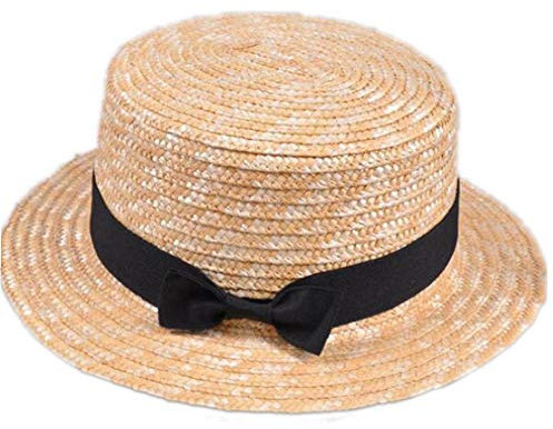 Chapeau Beau Chapeau De Paille Enfant Bowknot Chapeau De Soleil pour Enfants Grand Brim Plage D'été Canotier Plage Ruban Ronde Flat Top Hat Fedora pour Kid