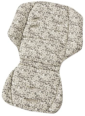 Gesslein Loop 702, Sitzauflage Kinderwagen & Buggy, universel, Wendeeinlage für Sommer & Winter, Tencel atmungsaktiv |Blume olive