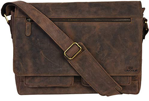 VALENCHI Umhängetasche aus Leder für Herren – Laptop-Kuriertasche und Schultertasche, Büro, Arbeit, Reisen, Braun Vintage