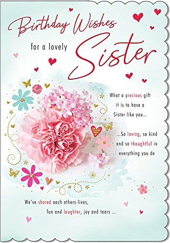 Piccadilly Greetings Birthday Card Sister - 9 x 6 inches - Regal Publishing,pink|red|white