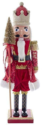 Kurt S. Adler 24-inch Plastic Red And Gold King Nutcracker Schiaccianoci, Multicolore