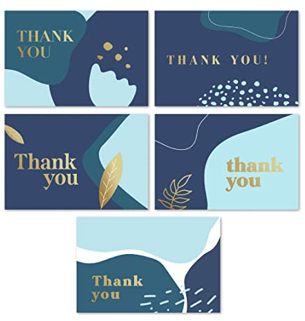 Rileys & Co Thank You Cards with Matching Envelopes | 50-Count, Gold Foil - Blank Note Cards, Perfect for Wedding, Business, Gift Cards, Graduation, Baby Shower, Funeral (Navy Blue)