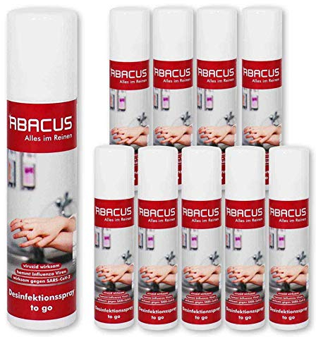 ABACUS® 10x 100 ml Desinfektionsspray to go - Desinfektionsmittel für Hände und Oberflächen (7622)