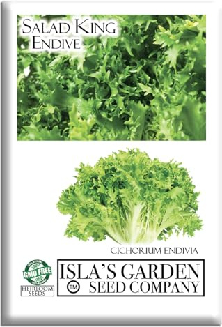 Salad King Endive Seeds for Planting (Cichorium endivia)– 1000+ Non-GMO Heirloom Seeds by Isla’s Garden Seeds, Crisp Broad-Leaved Endive Ideal for Salad Mixes, Containers & Garden Beds, Gardening Gift