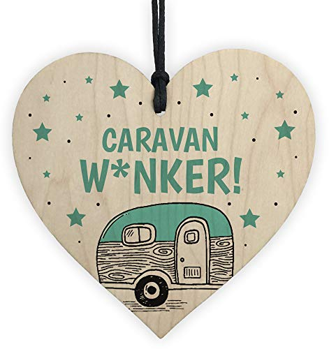 RED OCEAN Funny Wood Heart Caravan Sign - Caravan Accessories Xmas Gift