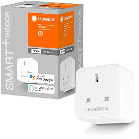 LEDVANCE Smarte schaltbare Steckdose mit WiFi-Technologie für UK-Stecker, mit Strom Vermessung, Steuerbar mit Google und Alexa Voice Control sowie Fernbedienung, SMART+ WIFI PLUG UK, 4er-Pack