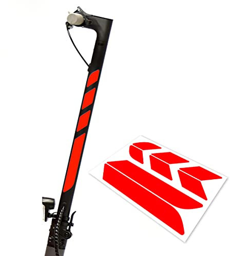 Lenkstange Aufkleber Bogen Universal für E-Scooter ca. 34-44cm Lang und 3cm Breit (Neon-Rot (Rotorange))