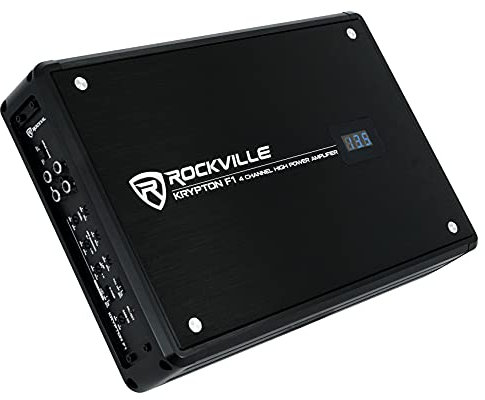 Rockville KRYPTON F1 1600W 4-Channel 2-Ohm Car Amplifier, Dyno-Certified, MOSFET, Adjustable Crossover, Remote Control, Perfect for Car Audio and Subs