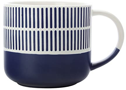 Maxwell & Williams KL0220 Tee-Tasse 400 ml – Arches – Porzellan dunkelblau-weiß, Kaffee-Becher mit Relief in Geschenkbox