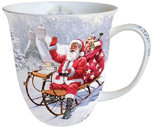 Ambiente - Taza (0,4 L), diseño de Papá Noel en trineo