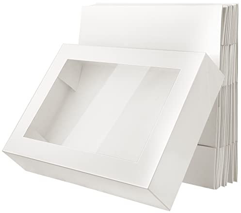 Gersoniel Kuchenschachtel, Pappfenster, Bäckerei-Box, groß, Gebäck, Backen, rechteckig, Pappschachteln mit Fenster, Bäckerei, Behälter zum Herausnehmen von Keksen, Cupcakes, Kuchen, 48,3 x 35,6 x 10,2