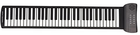Estink 61 Key Roll Up Piano, Portable Rechargeable Hand Roll Piano with LED Display, MIDI Out, 16 Voices, Record, Chord, Sustain, Tremolo, with Headphone Jack(PM61)