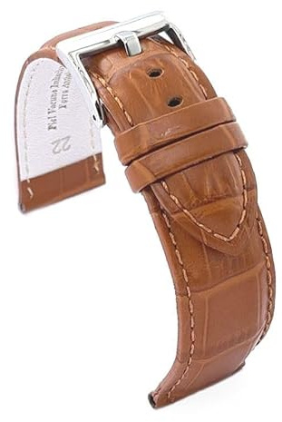 diloy Uhrenarmband Leder Krokoprägung XL extralang 368EL | Rindsleder armband für Damen und Herren, klassisch elegant, 4 mm, XL extralang, Schnellwechsel oder Werkzeug