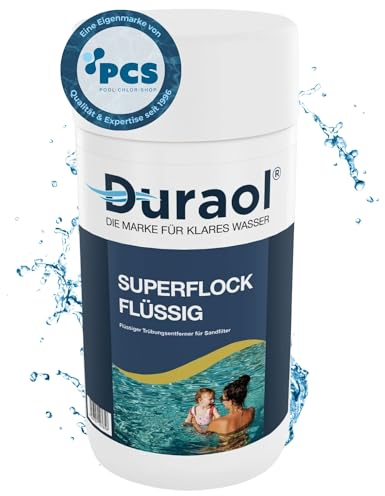 Duraol Superflock flüssig I 1 L I Hochkonzentiertes Flockungsmittel für Pool I Pool Trübungsentferner mit Klareffekt I Pool Flockungsmittel für Sandfilter I Flockmittel für optimale Filtration