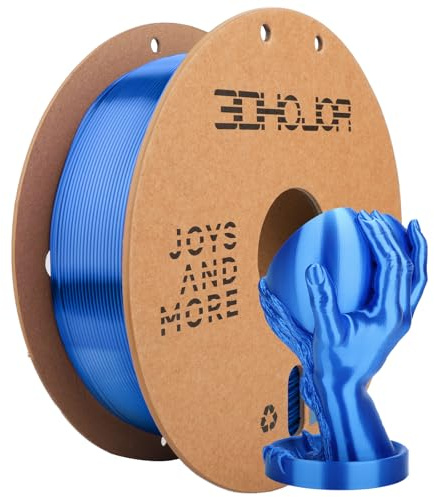 3DHoJor Silk PLA Filament 1.75mm 1KG Blau Seidig PLA für 3D Drucker | Seiden-PLA mit Seidenglattes Finish, Seidig Metallisch 3D Drucker Filament, Hochglänzende Oberfläche, Maßgenauigkeit ±0,02mm
