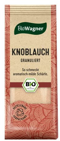 BioWagner - Bio Knoblauch granuliert | perfekt zu Dips, Grillfleisch oder Kartoffelgerichten | naturbelassene Bio-Zutaten | recyclebare Verpackung | 60 g
