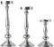 Kerzenständer 3er Set Kerzenhalter Metall Silber Deko - Kerzenleuchter Modern für Stumpenkerzen- Tischdeko Hochzeit - Dekoration Wohnzimmer - H 21, 31 und 36 cm