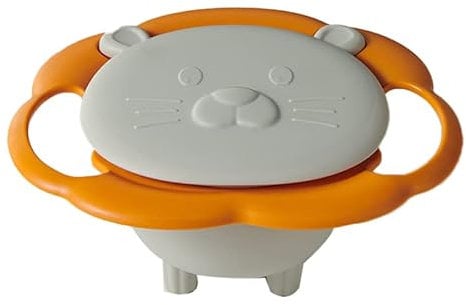 Auslaufsichere Gyro-Schüssel, 360-Grad-Drehung der Schüssel mit Deckel, Schmutzfreie Snackschalen für Kleinkinder (Weiss)