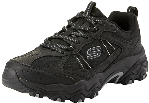 Skechers Uomo Stamina at Trekking Low Cut, Bordo in Rete Sintetica Nera, 45 EU