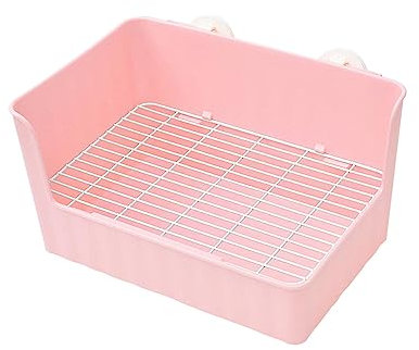 perfk Caja de Arena para Conejos, Inodoro para Mascotas, Jaula para Inodoro, fácil de Limpiar, Bandeja para Arena para Mascotas, Bandeja, Rosado