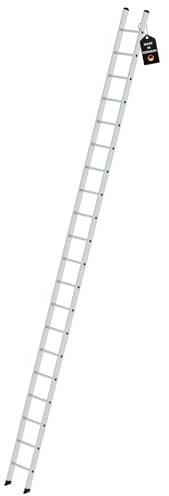 PROREGAL Sprossen-Anlegeleiter 350mm ohne Traverse Made in Germany | 20 Sprossen | Arbeitshöhe 6,4m | Traglast 150kg | Alu | Leiter, Trittleiter, Bockleiter, Sprossen-Doppelleiter