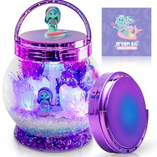 Amitié Lane Meerjungfrauen-Spielzeug für Mädchen – DIY beleuchtetes Terrarium-Set Kinder Meerjungfrau-Geschenke von 5–7, kleine Mädchen, Basteln Geburtstagsgeschenk 5-jährige
