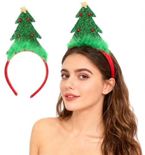 Beavorty 6 StüCk Weihnachtsbaum-Stirnband FüR Erwachsene Festlicher Haarschmuck Weihnachten Haarschmuck WeihnachtsstirnbäNder FüR Frauen Komfortabler Weihnachtsbaum-Haarreifen FüR Weihnachtsfeier