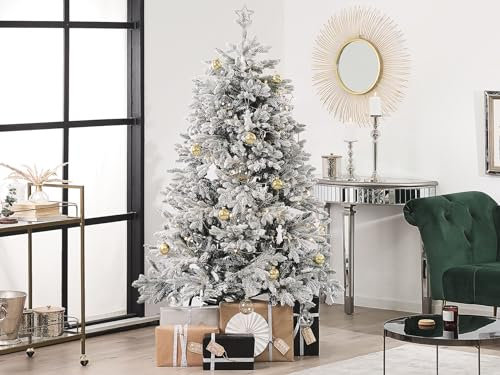 Briconess.com Sestriere - Árbol de Navidad frondoso y luminoso, efecto nevado, realista, base de metal, 180 cm
