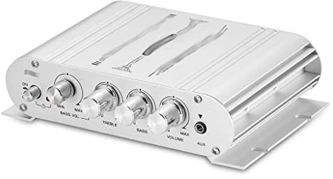 DLOETT Mini HiFi 2.1 Channel Power Amplifier Subwoofer Amp Home Desktop/Car/Marine Stereo Audio Amp for Speakers
