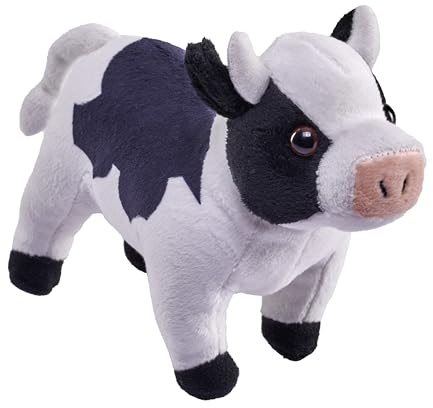 Wild Republic Pocketkins Eco Kuh, Plüschtier, 12 cm, Plüschspielzeug, Hergestellt aus recycelten Materialien, Umweltfreundlich